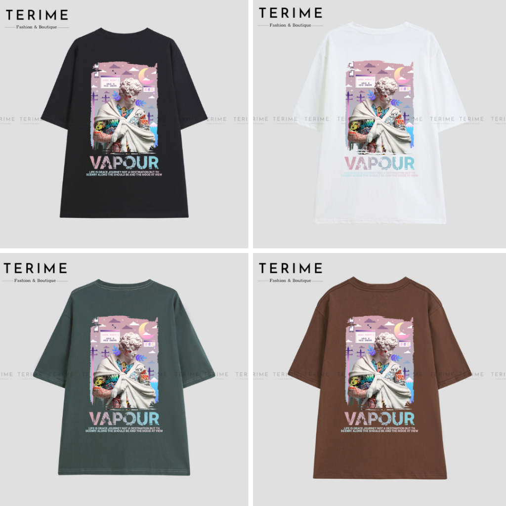 Áo thun Unisex, Áo phông cotton 100% form rộng tay lỡ Vapour
