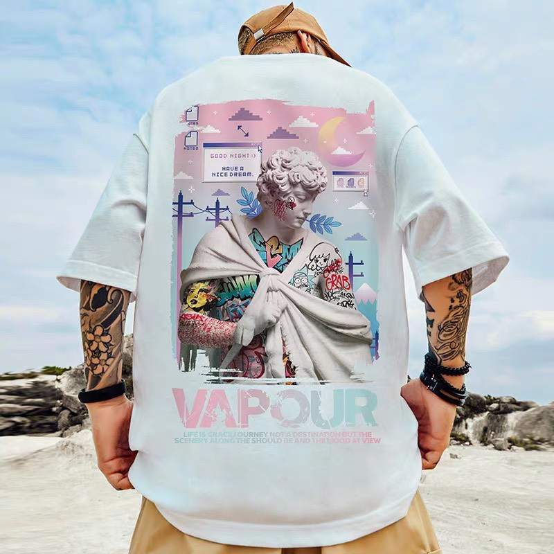 Áo thun Unisex, Áo phông cotton 100% form rộng tay lỡ Vapour