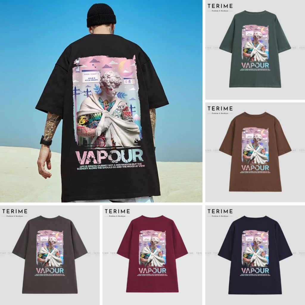 Áo thun Unisex, Áo phông cotton 100% form rộng tay lỡ Vapour