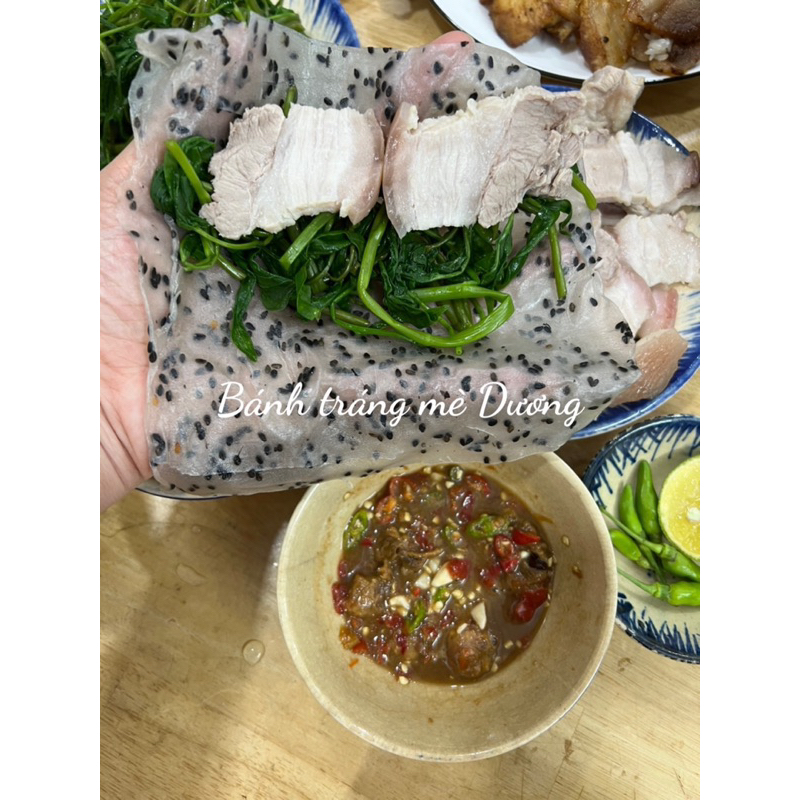 Bánh Tráng gạo Mè Đen nhúng Loại 1 nhiều mè dẻo - Đặc Sản Phan Rang Tháp Chàm -Bánh tráng mè Dương