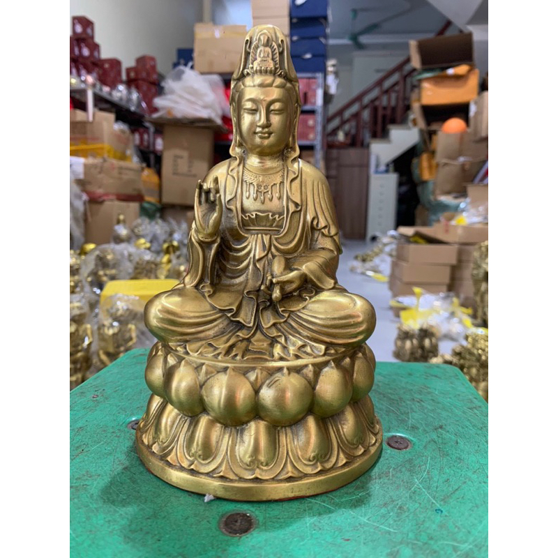 Tượng quan âm bồ tát bằng đồng cao 18cm