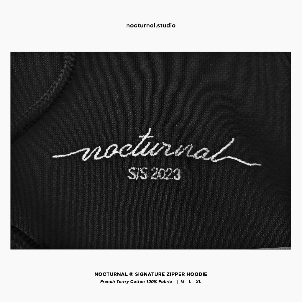 Áo Hoodie Zip NOCTURNAL Signature Basic Nỉ Chân Cua Cotton 100% Unisex Local Brand