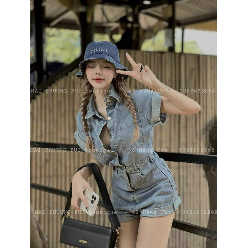 jum short đùi jean - set chân váy jean