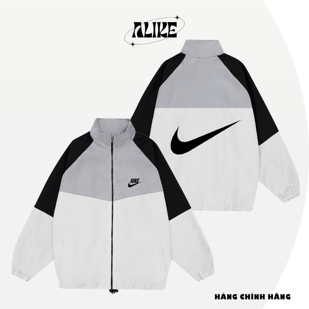 Áo khoác gió Nike Swooh woven nam nữ chính hãng chất liệu dù 2 lớp cao cấp unisex form rộng jacket nike vintage ALIKE