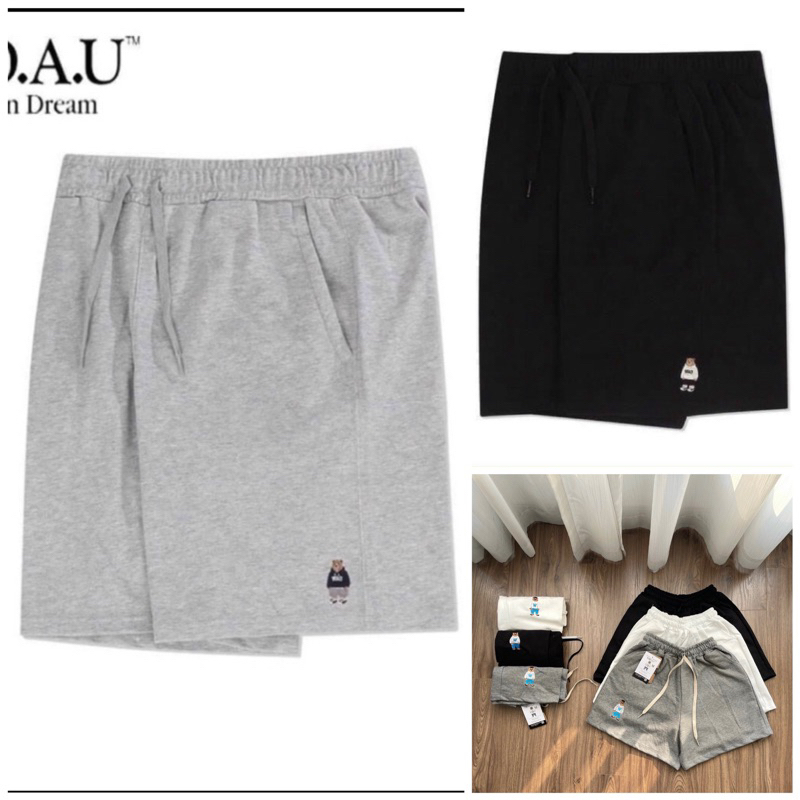 Quần đùi quần short thêu gấu lưng thun có dây rút chất liệu da cá mềm mát thoải mái cho mùa hè ( có ảnh thật)