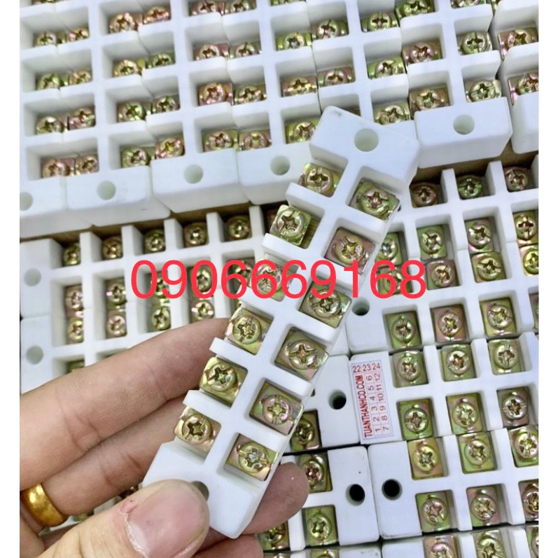 Cầu Đấu Điện Bằng Sứ 30A, Domino Sứ Chịu Nhiệt 30A-6 Pha
