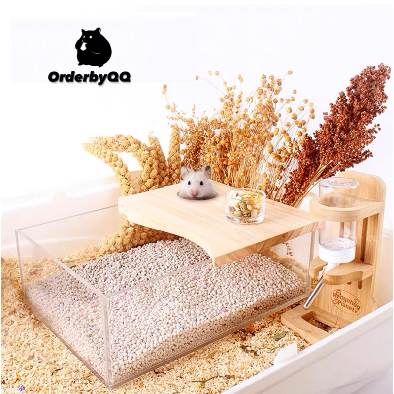 Nhà Tắm Hamster Mica Nắp Gỗ