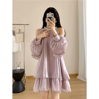 Váy Tơ Sống Khoét Vai Tay Bồng Hàn Quốc, Chất Lụa Loại1 Đẹp, Freesize Dưới 60kg, Dáng Vintage