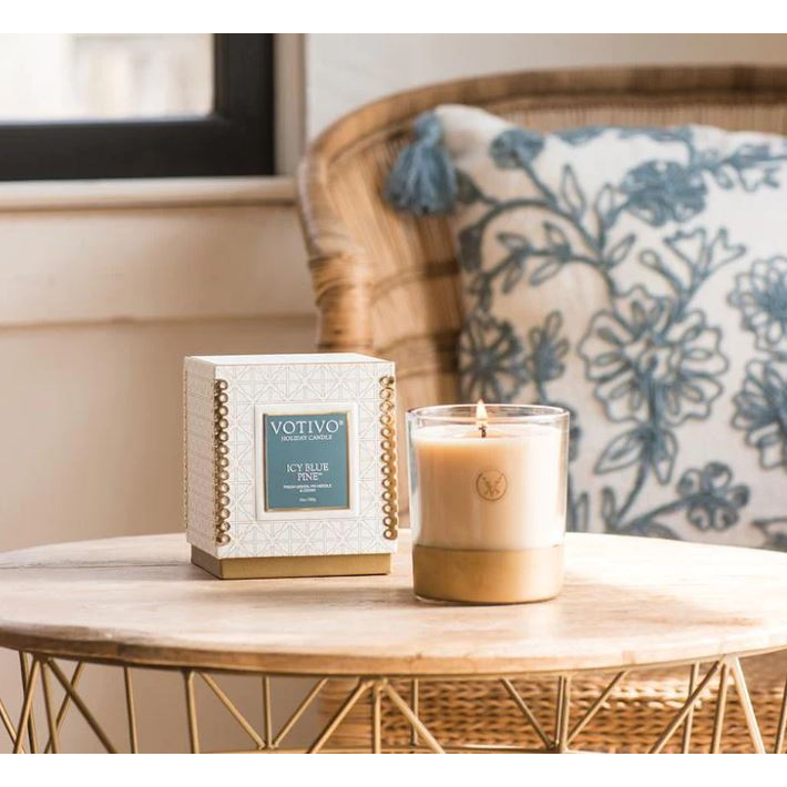 Nến thơm cây thông xanh băng giá 285g - Icy blue pine 10oz - Votivo
