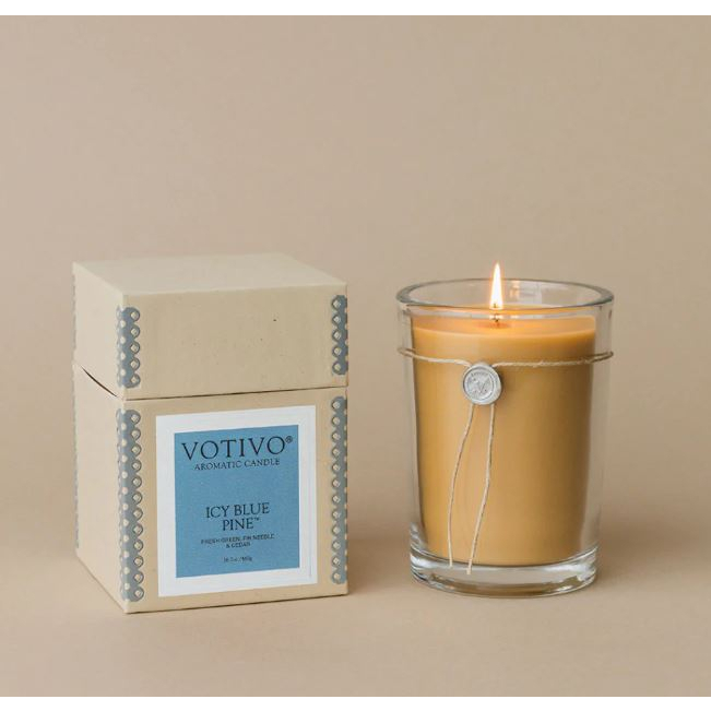 Nến thơm cây thông xanh băng giá 460g - Icy blue pine 16.2oz - Votivo