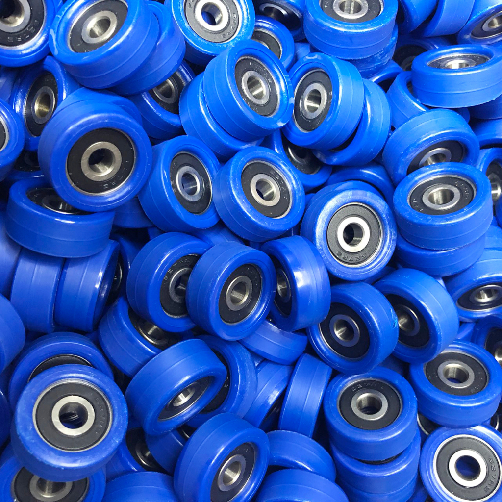 Bánh xe con lăn phi 30mm rãnh U- Không rãnh vòng bi 627 trục 7mm, D3012d7