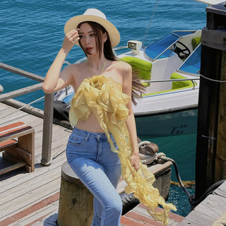 Aó tua rua cổ yếm đính hoa tơ đũi xước - TKCC Ashey