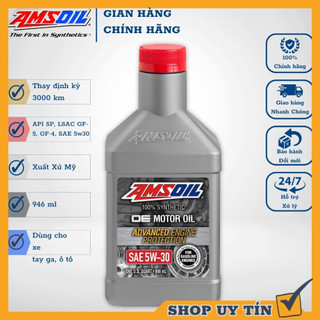 [CHÍNH HÃNG] Dầu Nhớt Amsoil OE Advance Engine Protection 5W30 100% Synthetic xe tay ga và ô tô Nhập khẩu Mỹ 946ml