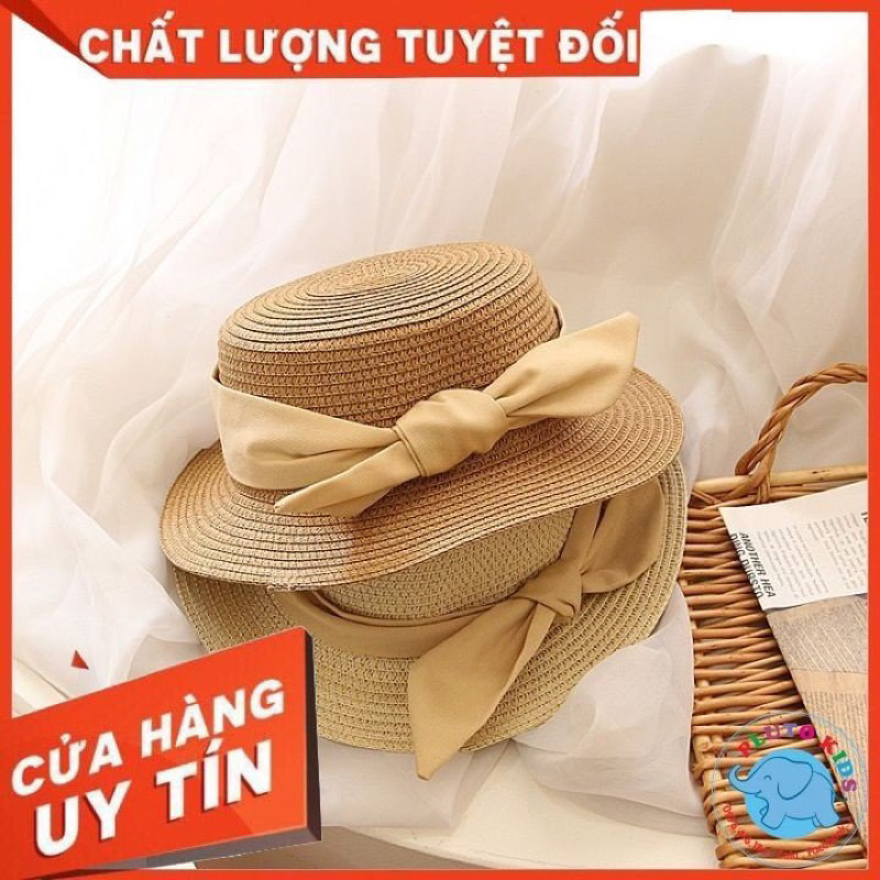 Mũ cói vành nơ cho bé
