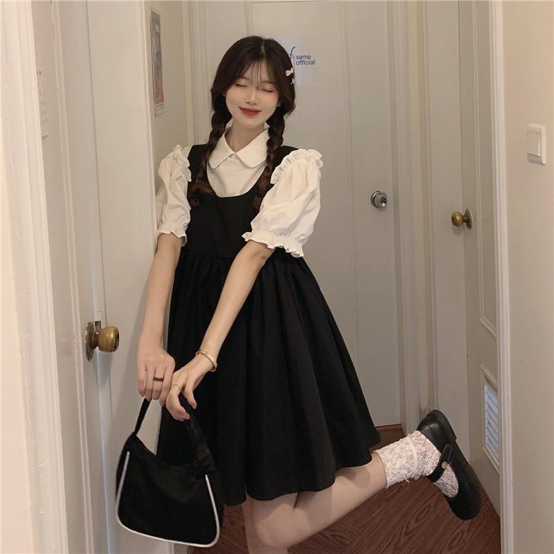 Sét váy rời tay bồng tiểu thư phong cách Hàn quốc