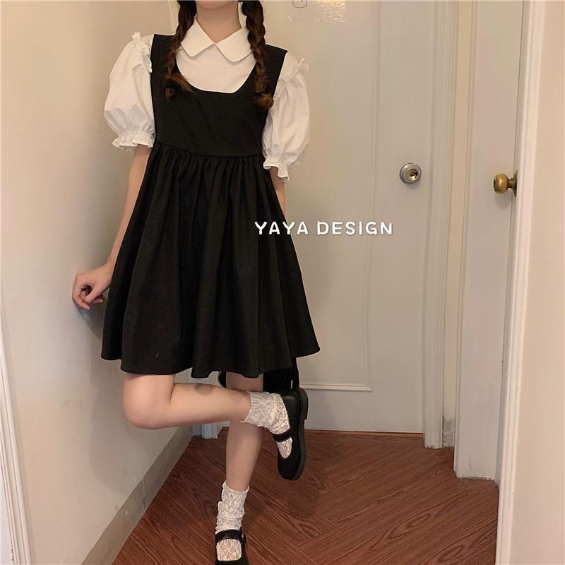 Sét váy rời tay bồng tiểu thư phong cách Hàn quốc