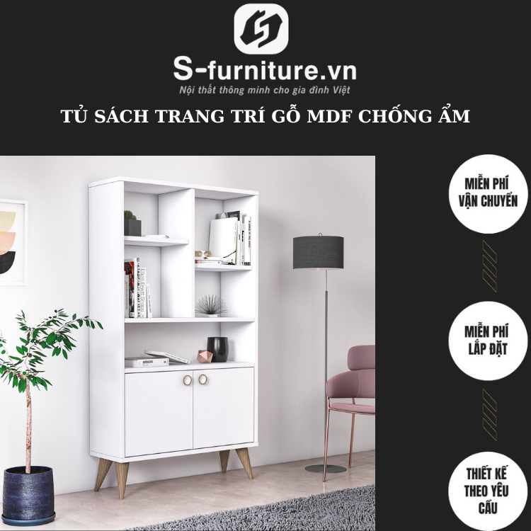Kệ Sách Gỗ Đa Năng, Cao Cấp Chống Xước Chống Nước Bề Mặt Sáng Bóng, Tủ sách thông minh, tiênh lợi phù hợp cho gia đình.