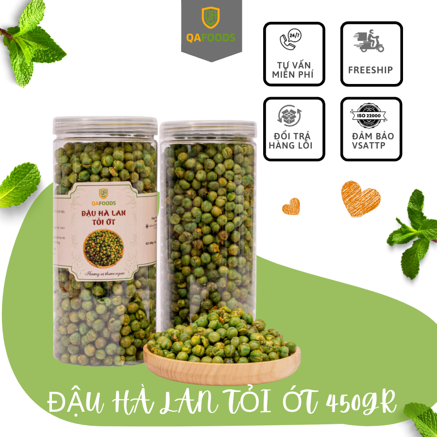 ĐẬU HÀ LAN TỎI ỚT_ GIÒN THƠM NGON - 450G An Toàn Vệ Sinh Thực Phẩm