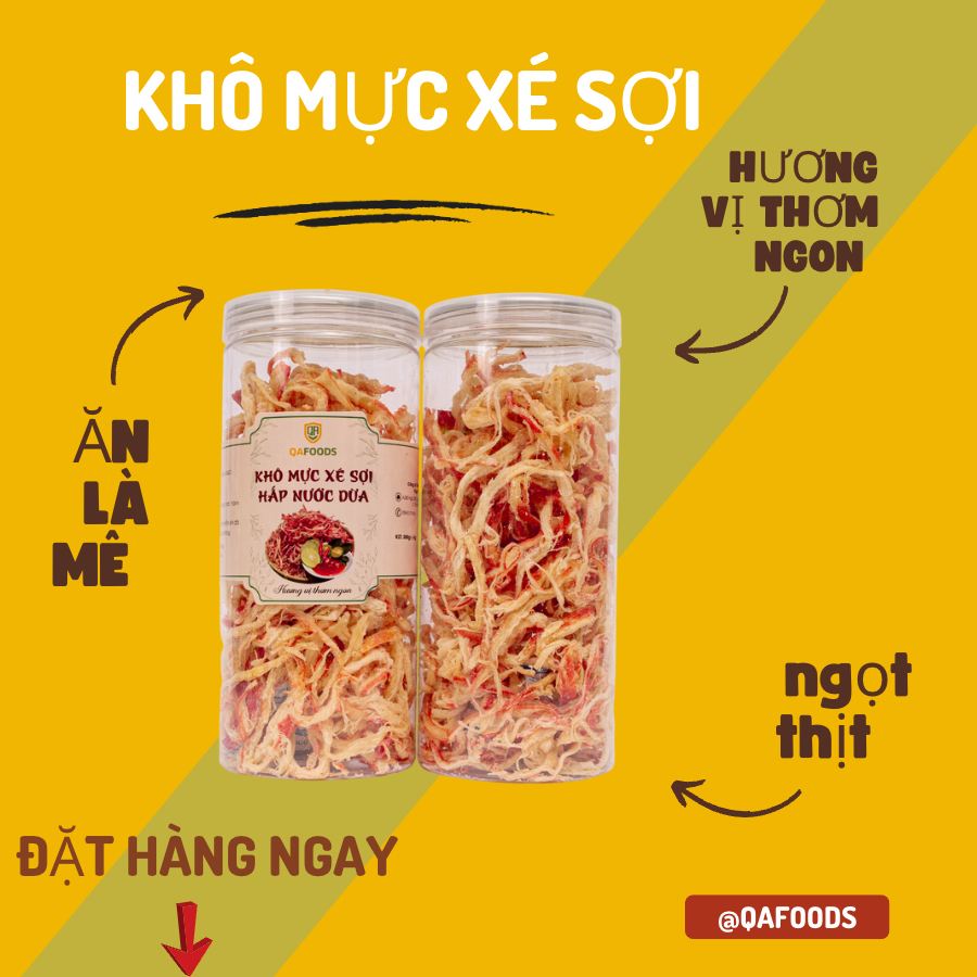 MỰC KHÔ XÉ SỢI HẤP DỪA - HŨ PET 300gr -FREESHIP_ Ăn Là Mê Ngay- Vệ Sinh ATTP