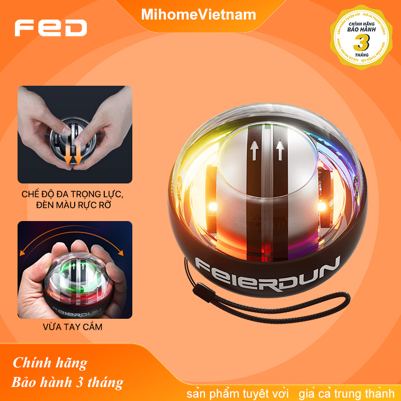 Quả cầu tập cổ tay FED Powerball - Bóng Tập Lực Tay Có Đèn Led, Chuyên Dụng Cho Tập Thể Thao, Rèn Luyện Cổ Tay