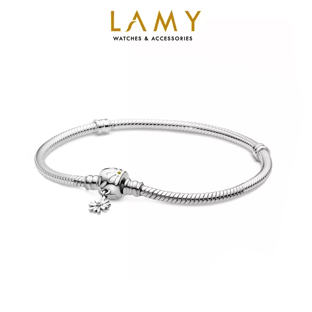 Vòng tay charm bạc CDE Daisy Flower Clasp Snake Chain Bracelet CDE2080