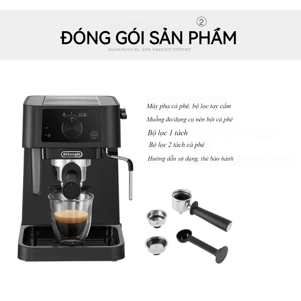 Máy pha cà phê DELONGHI EC235.BK| Công suất 1100W 12bar, Pha Espresso Đánh bọt sữa | Hàng Chính Hãng Bảo hành 6T