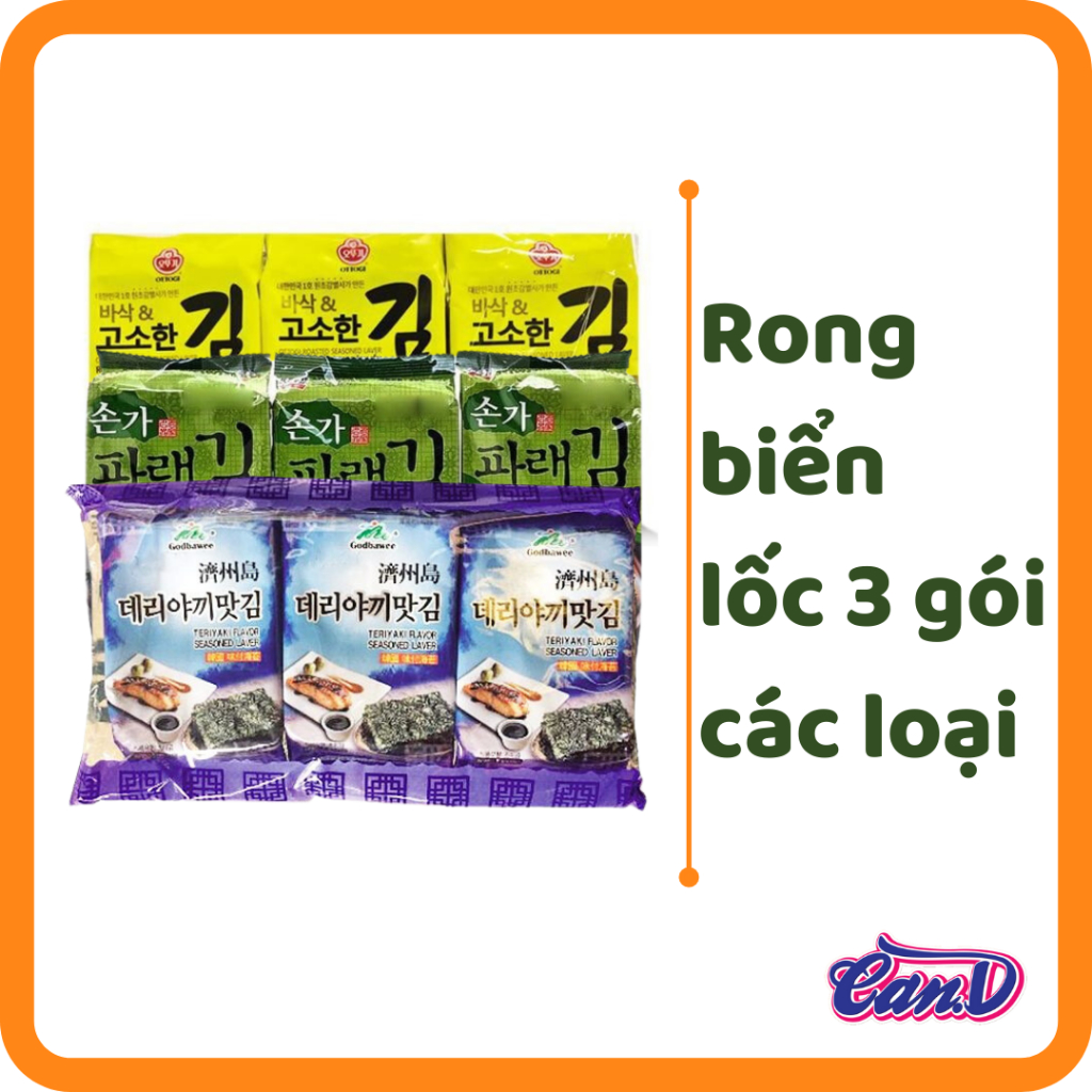 Rong biển ăn liền lốc 3 gói các loại