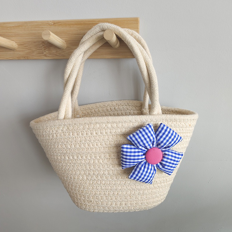 Túi cói vintage hoa gạo cầu vồng xinh xắn