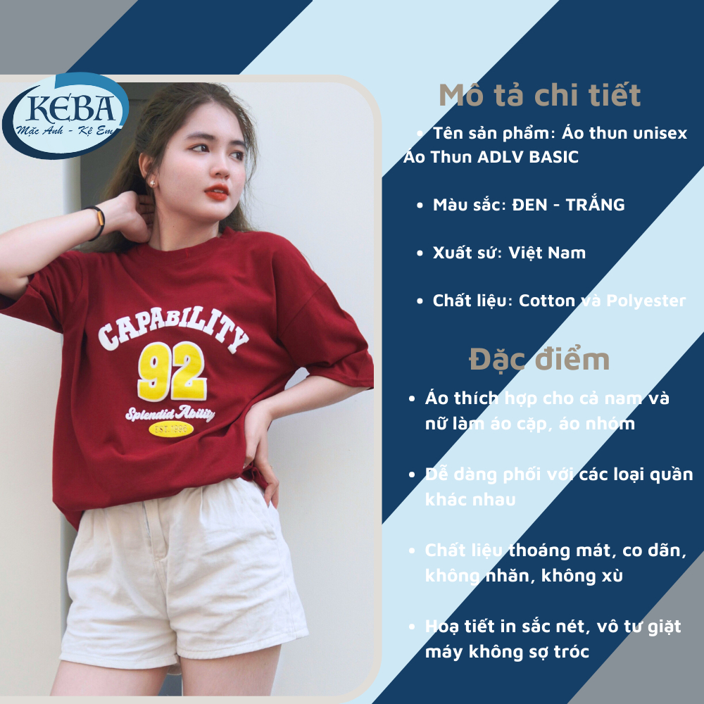 Áo cotton CAPABILYTY 92 unisex form rộng chất liệu cotton 100%