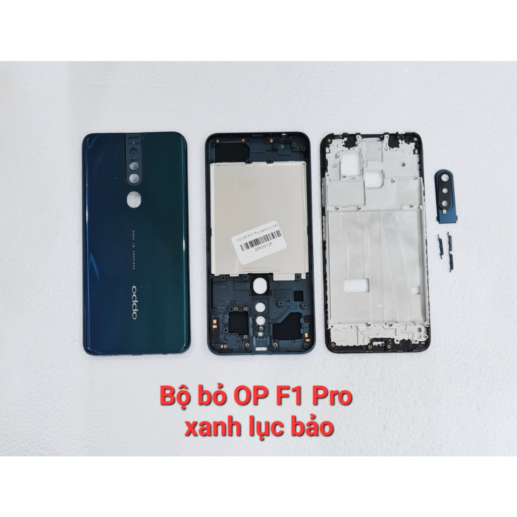 Bộ vỏ Oppo F11 Pro (gồm lưng, sườn, xương, nút bấm, kính cam, khe sim) 2 màu - xanh lục bào, tím xanh đen