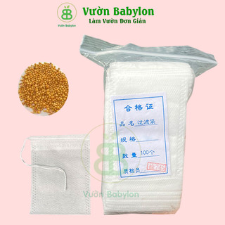 Set 10 túi lọc đựng phân tiện lợi, Túi lọc trà chất liệu vải không dệt chuẩn thực phẩm, kèm dây rút nhiều kích thước