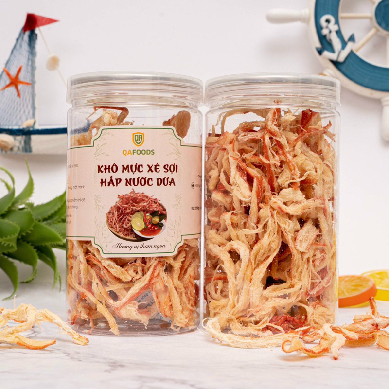 MỰC KHÔ XÉ SỢI HẤP DỪA - HŨ PET 300gr -FREESHIP_ Ăn Là Mê Ngay- Vệ Sinh ATTP