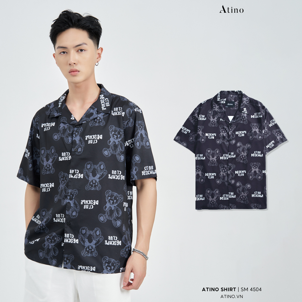 Áo sơ mi cuban shirt cộc tay nam BEAR ATINO vải lụa form regular SM4504 | BigBuy360 - bigbuy360.vn