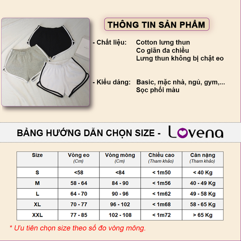 Quần Đùi Nữ Mặc Nhà Cotton Quần Short Nữ Tập Gym Yoga Lovena QN01 | BigBuy360 - bigbuy360.vn