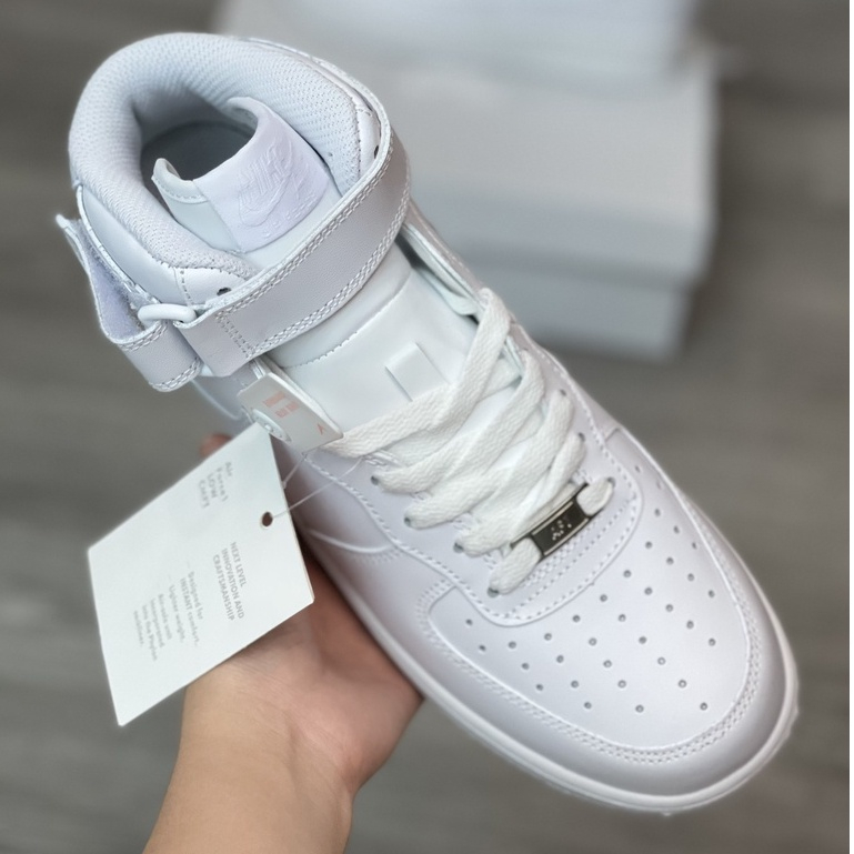 Giày _Nike Air Force 1 Mid white_ Af1 Cổ Cao Full Trắng Đế 3cm Full Phụ Kiện Siêu Hot Hit