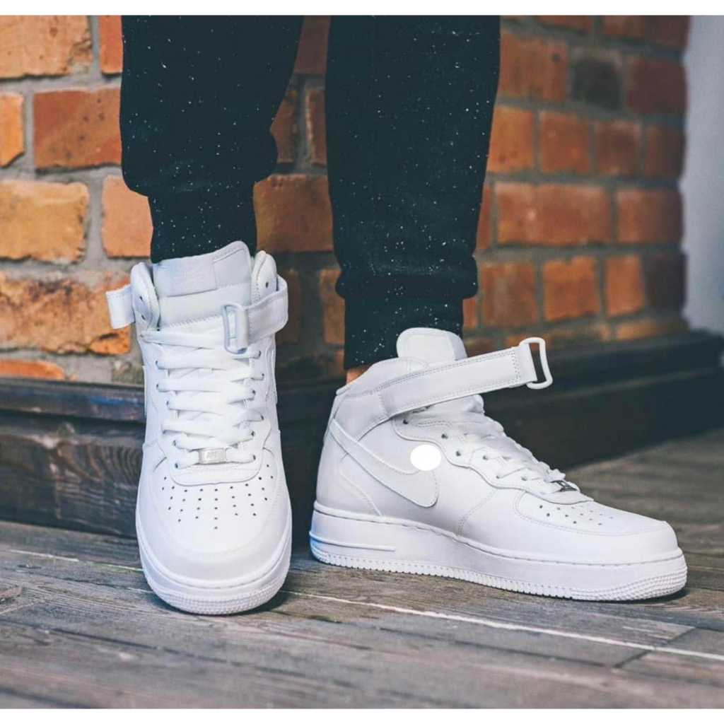 Giày _Nike Air Force 1 Mid white_ Af1 Cổ Cao Full Trắng Đế 3cm Full Phụ Kiện Siêu Hot Hit