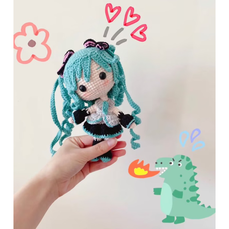 Mô Hình Nhân Vật Hatsune Miku Phiên Bản Len Handmade làm quà cho bé