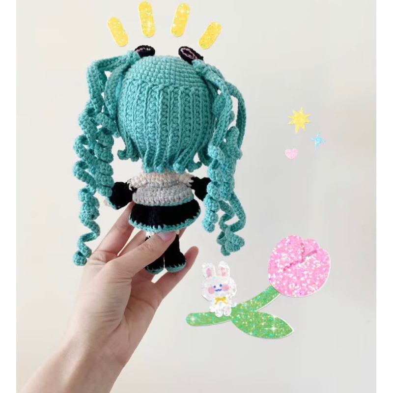 Mô Hình Nhân Vật Hatsune Miku Phiên Bản Len Handmade làm quà cho bé