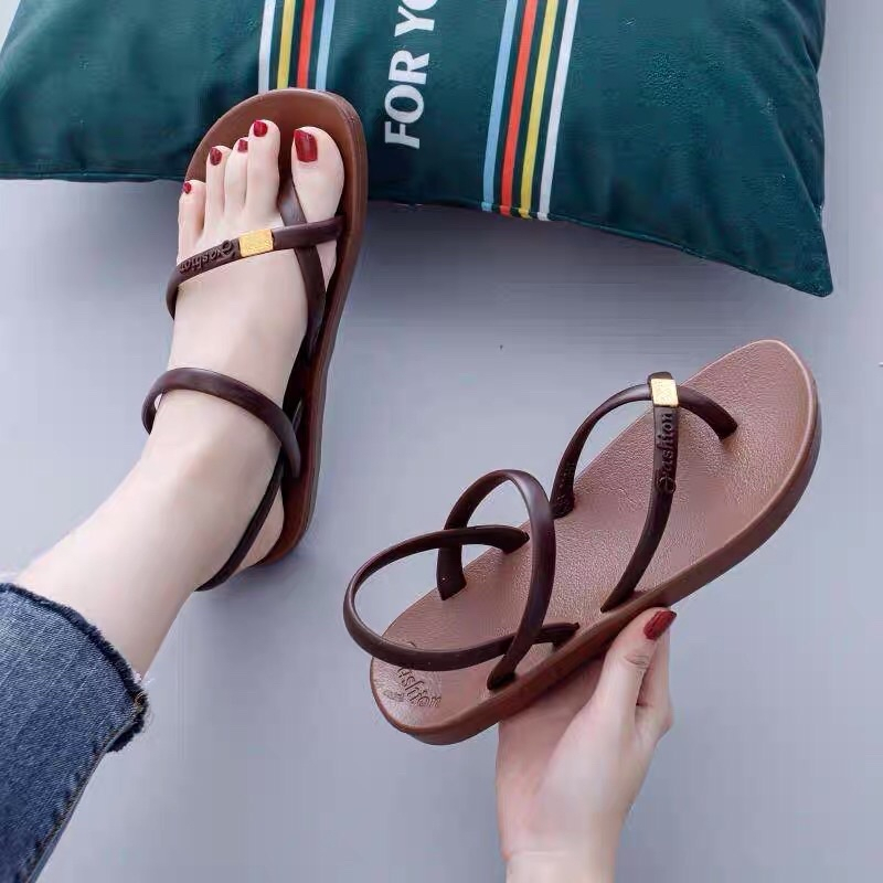 Dép Sandal Quai Chéo Chất Liệu Cao Su,Dép Quai Hậu Đi Biển, Đi Mưa Siêu Bền Chống Trơn Trượt TP202-1