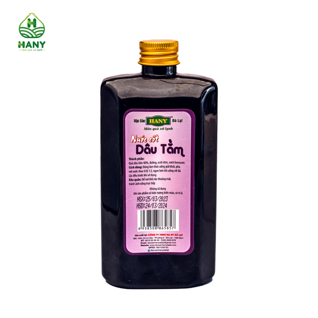 Nước Cốt Dâu Tằm HANY Đặc Sản Đà Lạt Thơm Ngon, Giải Nhiệt Mùa Hè Chai 300ml
