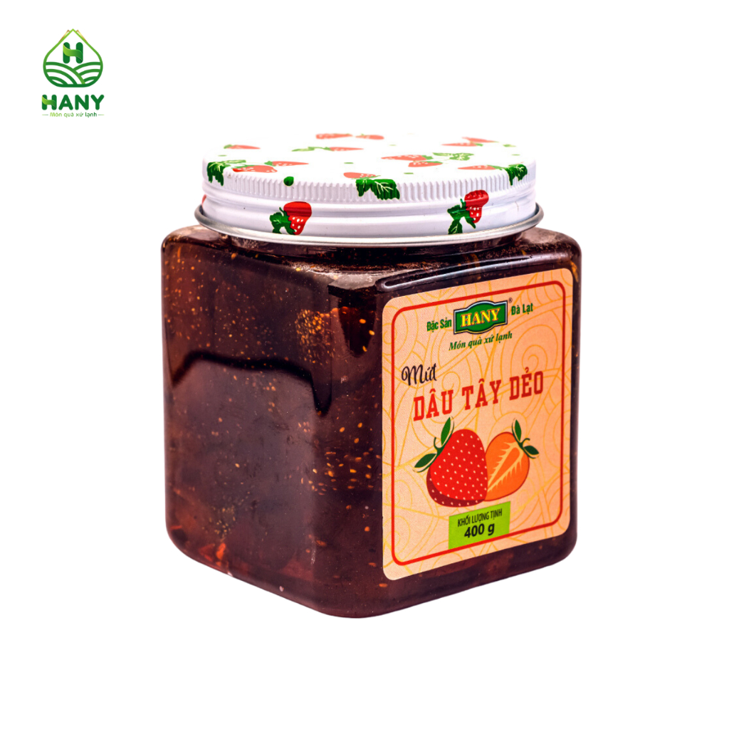 Mứt Dâu Tây Dẻo HANY Đặc Sản Đà Lạt Hộp 400g