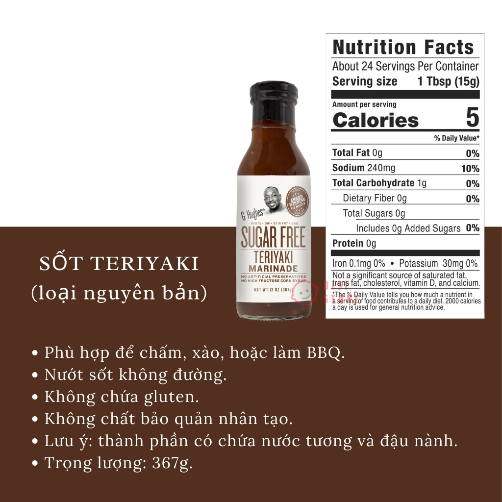 Sốt Teriyaki / Sốt Ướp / Sốt Chấm G HUGHES Mỹ Gia Vị Ăn Kiêng Eat Clean Keto Không Đường Ướp Chấm Thịt Xào Rau Củ - DISI