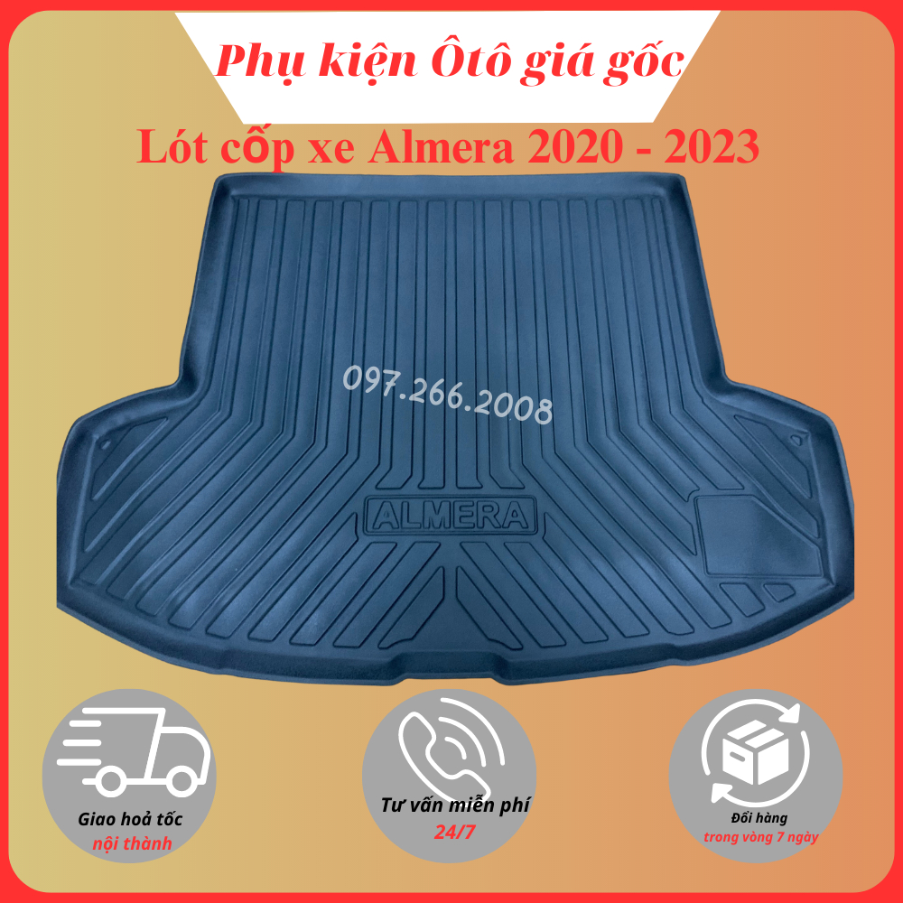 Lót cốp xe Nissan Almera 2020 - 2023 nhựa dẻo cao cấp, không mùi, dễ dàng lau rửa