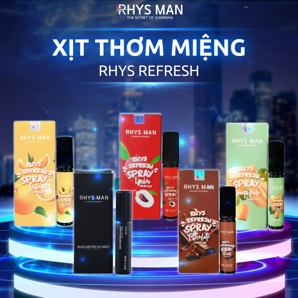 Xịt Thơm Miệng Rhys Refresh Hương Cà Phê và Hương Bạc Hà The Mát RHYS MAN 10ml