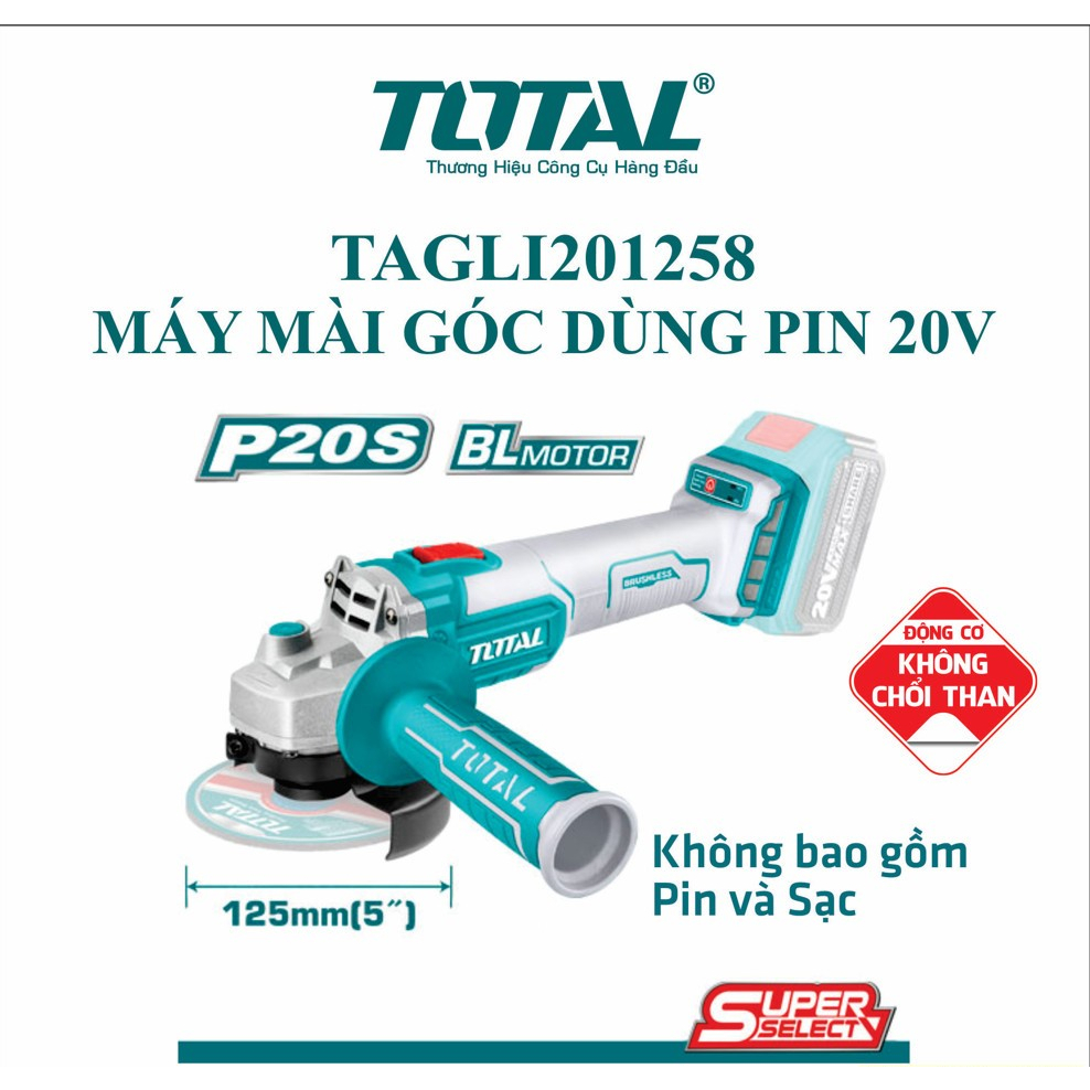Body máy mài góc 1.2 tấc pin 20V (ko chổi than) TOTAL TAGLI201258 (Ko pin sạc)