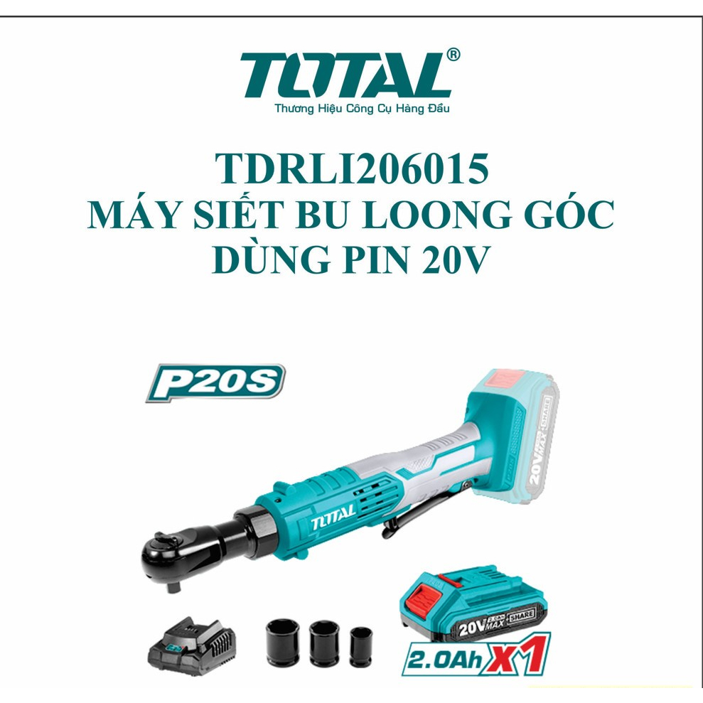 Máy siết bu lông góc hẹp pin 20V TOTAL TDRLI206015