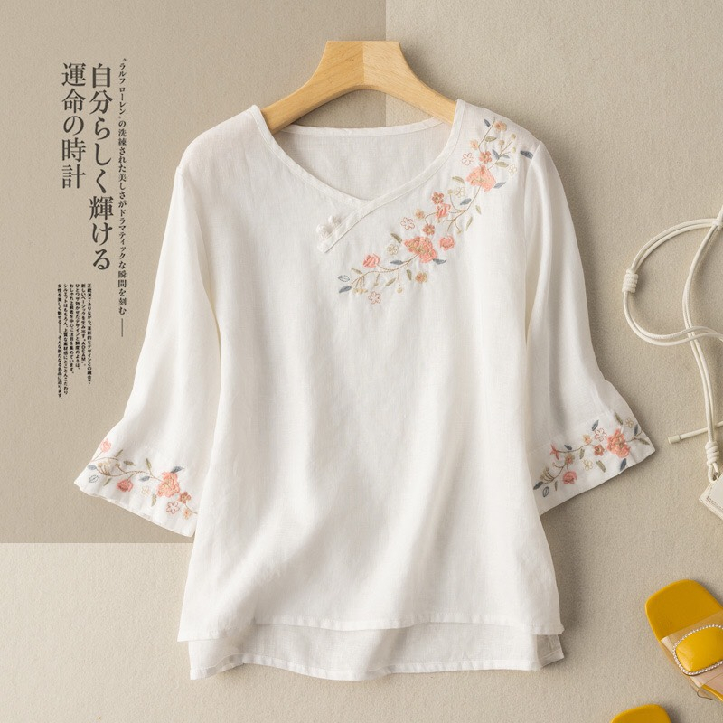 Áo Kiểu Trung Niên Nữ. Mẫu Áo Trung Niên Cho Mẹ Chất Đũi , Sang Trọng, Lịch Sự