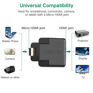Đầu chuyển đổi Micro HDMI to HDMI Ugreen 20106 ( Adapter Micro HD Male to HDMI FeMale,đầu mạ vàng)