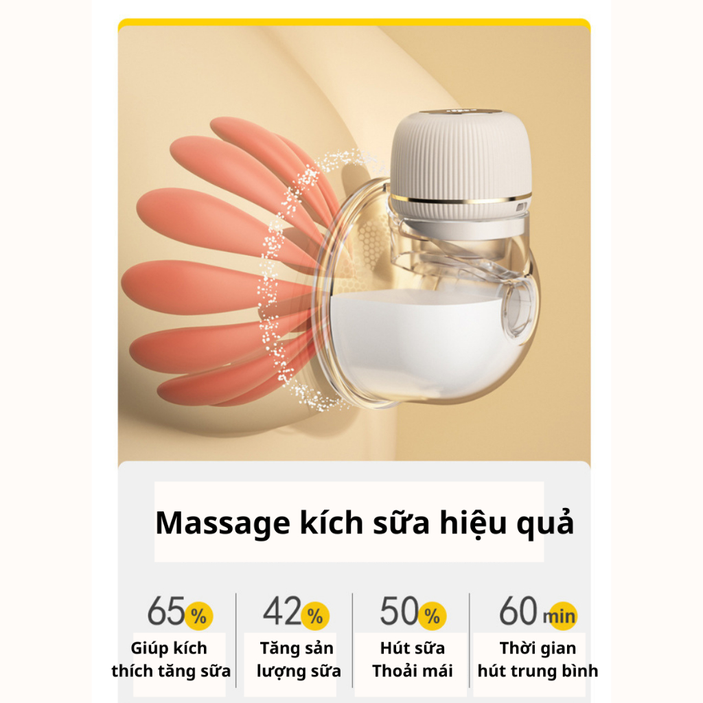 Máy Hút Sữa Di Động Không Dây Rảnh Tay Cao Cấp Máy Massage Kích Sữa Thông Minh Êm Ái Sạc Pin Tiện Lợi Máy Vắt Sữa