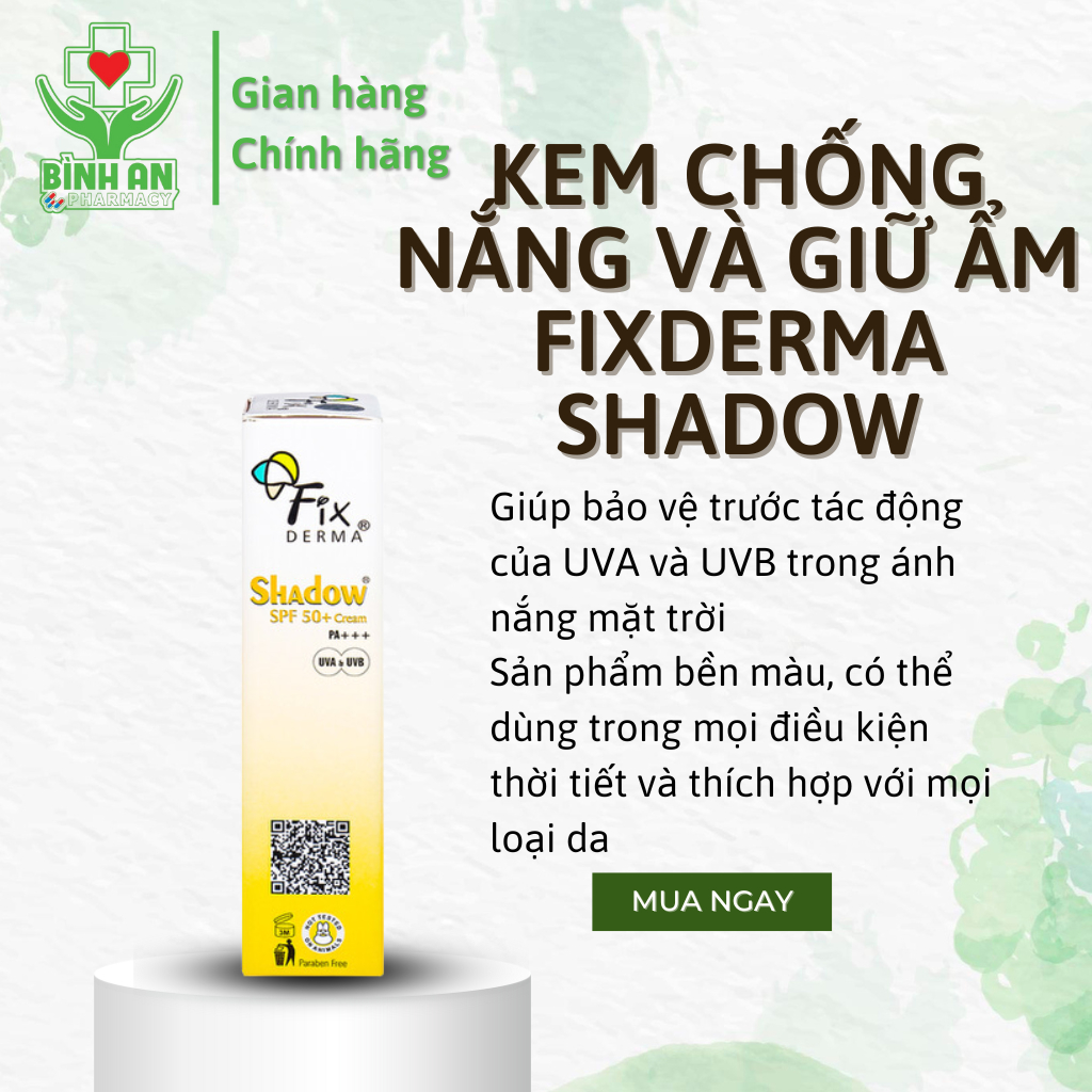 Kem chống nắng và giữ ẩm Fixderma Shadow SPF 50+ Cream - Tuýp 75g - NT Bình An